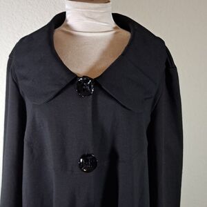 Michael Tyler Women’s Jacket Asymmetrical Black Button Closure 3/4 Sleeve XL